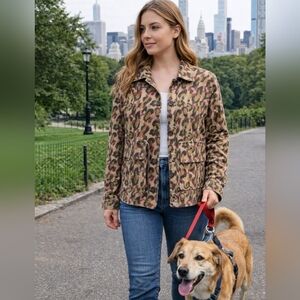 Veronica Beard Leopard Print Womens M Jacket Prairy Grunge Cotton Fall Statement
